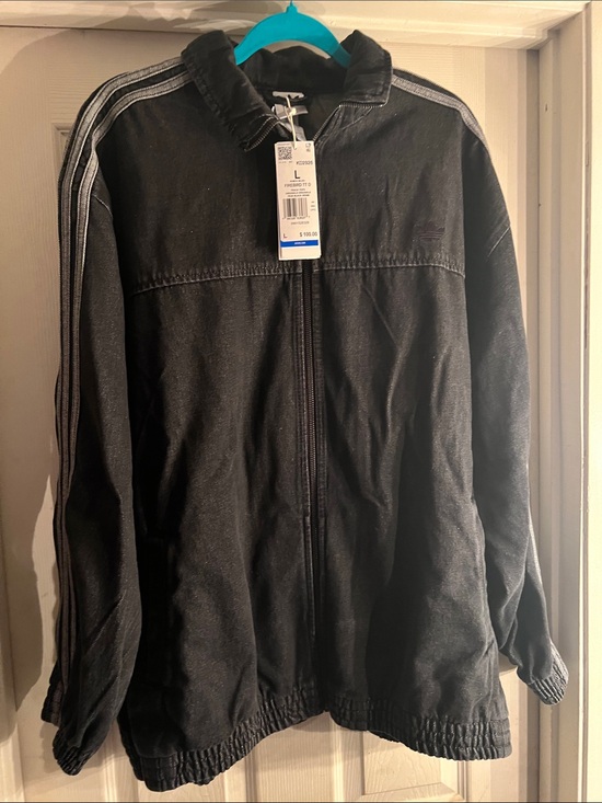 adidas Originals Jackets & Blazers - Adidas Black Zip-Up Jacket with Stripe Detail